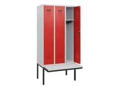 locker met bank,HxBxD 1950x900x815mm,3vak,vak B 300mm,cilinderslot