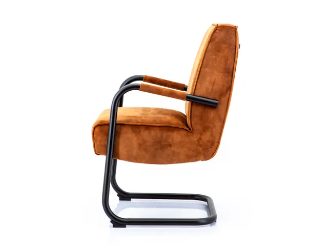 Luxe Vergaderstoel Dunton Cognac Velours Zwart Sledeframe