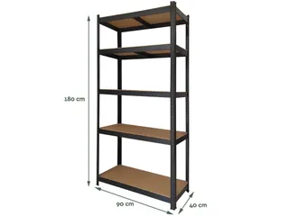 Stellingkast BRASQ 5 borden 90x40x180cm SU175 max 875 KG zwart - 4