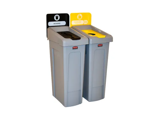 Slim Jim Recyclingstation Frans Deksel Gesloten Zwart Flessen Geel