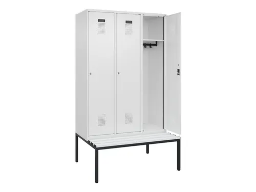 locker met bank,HxBxD 2120x1200x815mm,3vak,vak B 400mm,cilinderslot