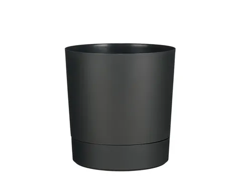 Plantenpot Mica Coco met schotel rond antraciet 23.5 x 22.5 cm