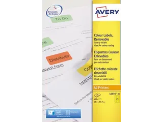 Avery Zweckform Gekleurde Afneembare Etiketten 63.5x33.9mm Geel - 1