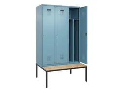 locker met bank,voor scheiding van kleding,HxBxD 2120x1200x815mm,3vak