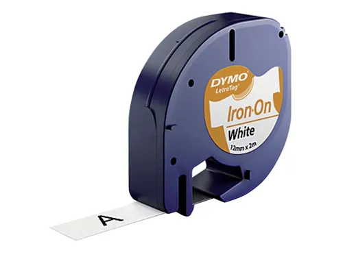 Labeltape Dymo Letratag 18769 strijkbaar 12mm Zwart Op Wit S0718850