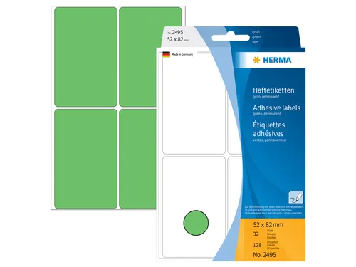 HERMA 2495 Universele etiketten 52x82mm Groen 128 stuks