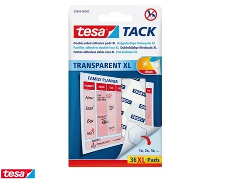 Dubbelzijdige kleefpads Tesa tack transparant XL 36stuks