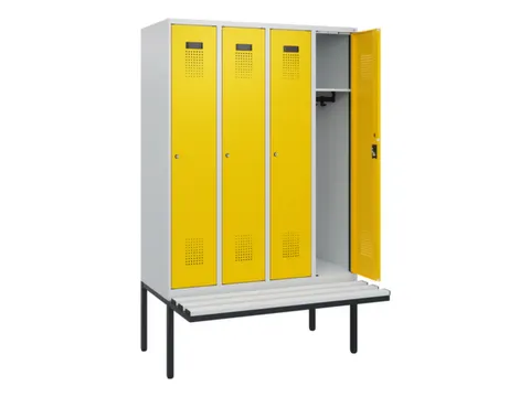 locker met bank,HxBxD 1950x1200x815mm,4vak,vak B 300mm,cilinderslot