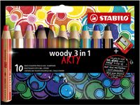 Kleurpotloden STABILO Woody 880/10-1-20 etui à 10 kleuren met puntens