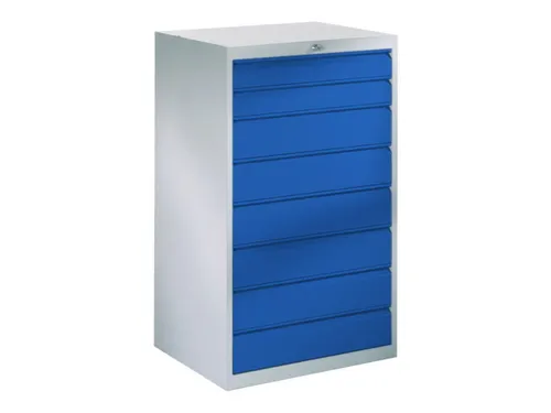 ladekast 1200x715x600mm 8laden cilinderslot RAL7035 front RAL5010