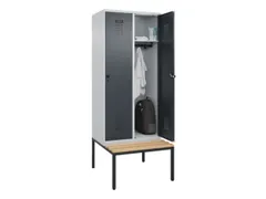 locker met bank,HxBxD 2120x800x815mm,2vak,vak B 400mm,draaigrendel