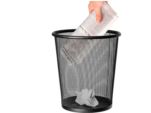 Papiermand Rond Met Gaas 19 Liter Metaal Zwart