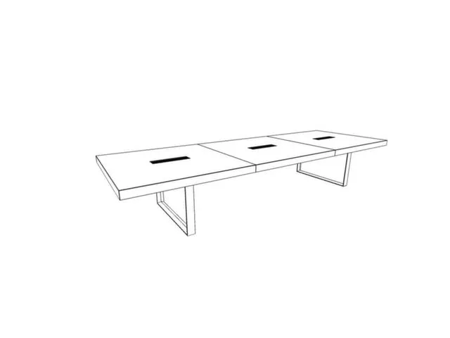 Table de réunion 730x4200x1400mm orme piètement chromé