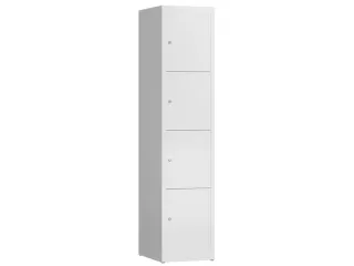 Lockerkast 1800x415x500mm 1x4 vakken cilinderslot, sokkel, RAL9003 - 1