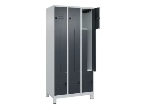 Z-garderobekast,HxBxD 1950x900x500mm,vak B 150/300mm,draaigrendel