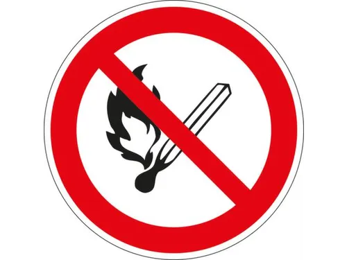 verbodsbord,geen open vlam,sticker,folie,lang nalichtend,Ø 200mm