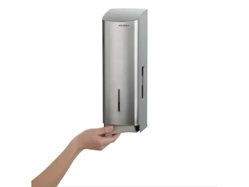 toiletpapierdispenser,HxBxD 377x117x130mm,v. 3rol(len),behuizing RVS