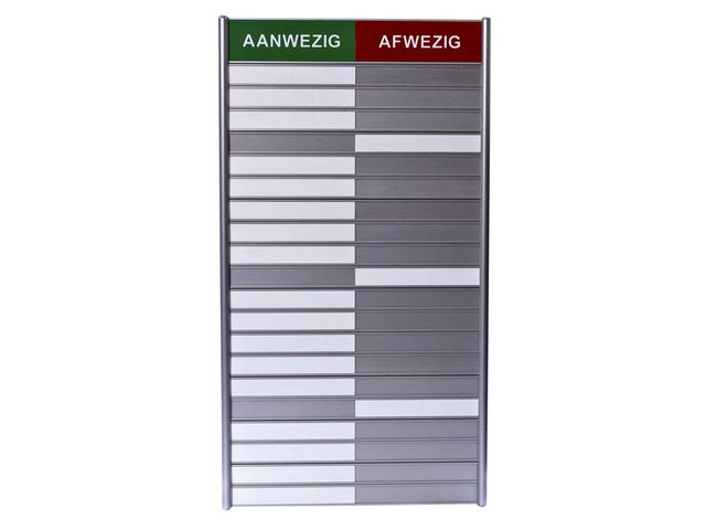 Aan- afwezigheidsbord voor 20 namen | AanAfwezigheidsbord.nl