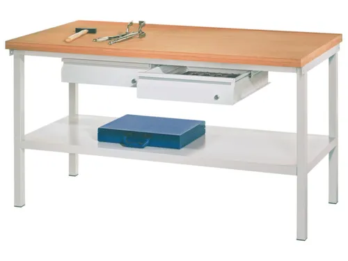 Werkbank 900x1500x700mm 2laden Frame/behuizing Ral7035 Front Ral7035
