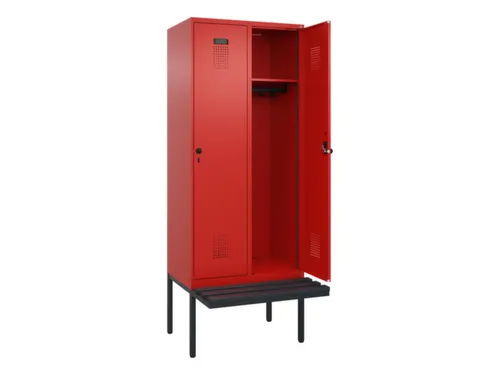 locker met bank,HxBxD 2120x800x815mm,2vak,vak B 400mm,draaigrendel