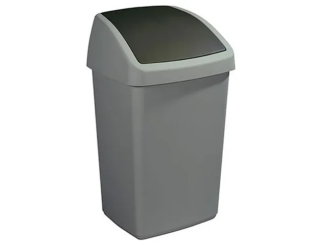 Afvalbak Delta swingdeksel 50 Liter Grijs Zwart