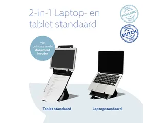 Tablet en laptopstandaard in 1 R-Go Riser Duo voor 10-22 inch Zwart - 10