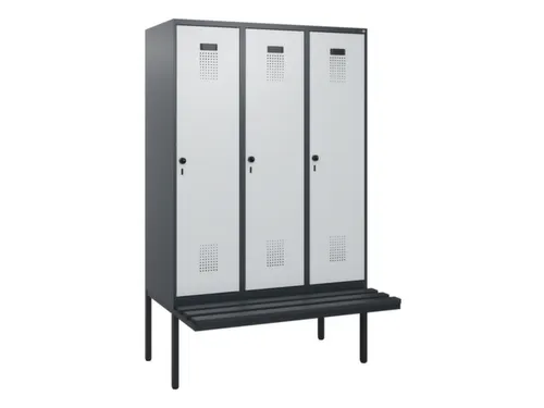 locker met bank,HxBxD 1950x1200x815mm,3vak,vak B 400mm,draaigrendel
