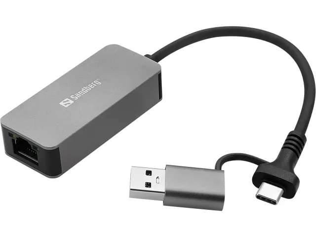 USB-C/A Adapter 2.5 GbE RJ45 136-68 grijs