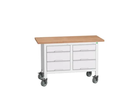 werkbank,HxBxD 830x1250x600mm,multiplexblad,uitrusting: 6lades,RAL7035