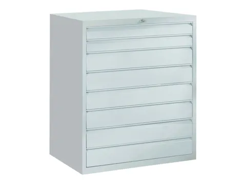 ladekast 1200x1023x600mm 8laden cilinderslot RAL7035 front RAL7035