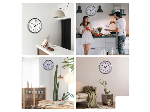 Aluminium Wandklok Ø50cm Radio controlled cijferaanduiding Zilver