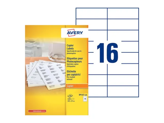 Etiket Avery DP167-100 105x37mm wit 1600stuks