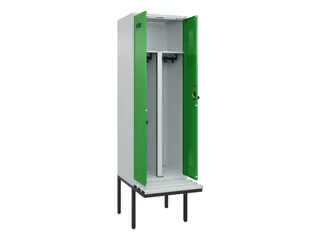 PBM-locker met bank,HxBxD 2120x600x815mm,2vak,vak B 300mm,draaigrendel - 1