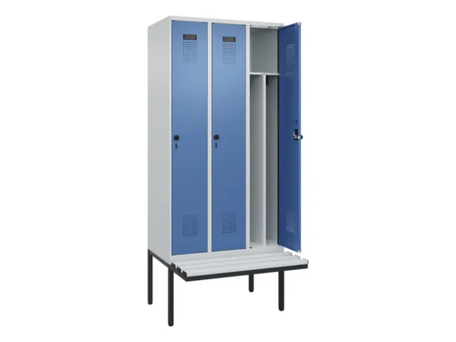locker met bank,voor scheiding van kleding,HxBxD 2120x900x815mm,3vak
