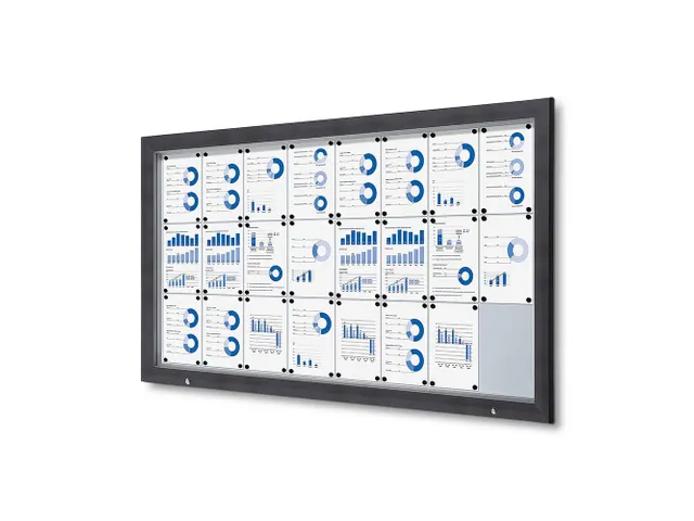 Vitrinekast mededelingenbord Outdoor 24xA4 met gasveer Antraciet