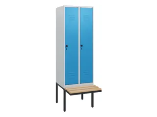 locker met bank,HxBxD 1950x600x815mm,2vak,vak B 300mm,draaigrendel - 1