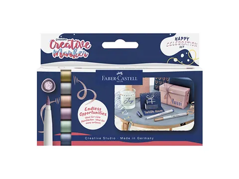 Marker creatief Faber-Castell Goldfaber brushpunt B set a 6 stuks Happ