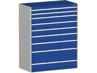 ladekast HxBxD 1600x1300x650mm 9laden RAL7035 front RAL5010 - 1