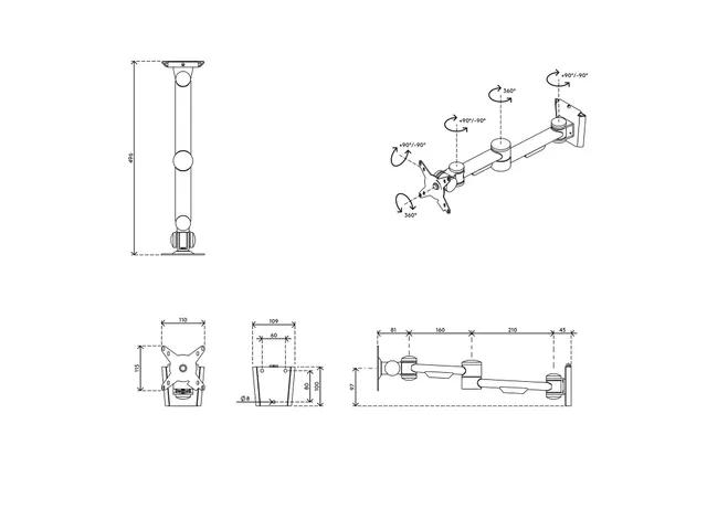 ViewMate Style Muurbevestiging 042 Zilver Tot 24 Inch 1 Scherm