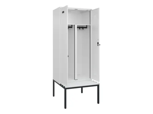 PBM-locker met bank,HxBxD 2120x800x815mm,2vak,vak B 400mm,draaigrendel