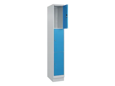 lockerkast,HxBxD 1950x300x500mm,1x3vakken,vak B 300mm,cil.-slot,sokkel