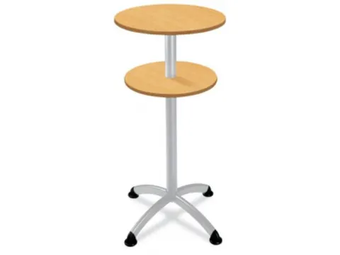 Statafel Stalen 4-Poots H 112cm Beuken Onderstel Alu Zilver