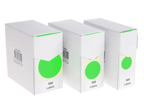 Etiketten Op Rol 25mm Fluor Groen Met Dispenser 500 Stuks