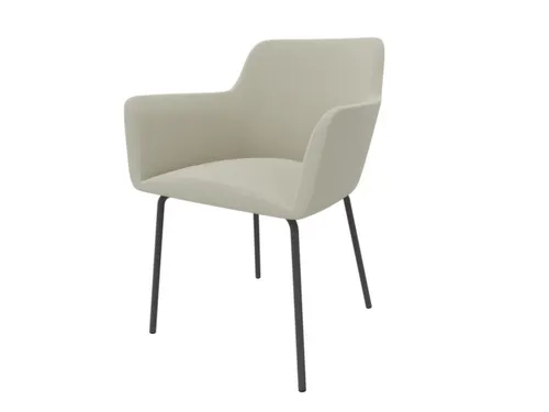 Bezoekersstoel 4Voeten Ronde Buis Donkergrijs Beige
