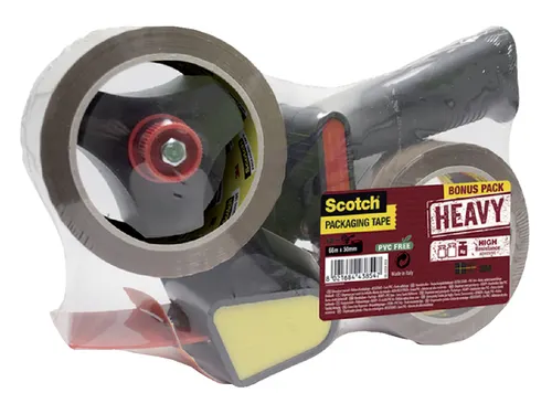 Handdozensluiter Scotch met 2rol Heavy 50mmx66m bruin