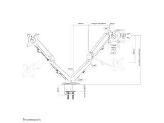 Monitorarm Full Motion 2 Schermen Tot 27 Inch Zwart DS70-700BL2 - 6