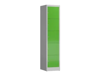 Lockerkast 1800x415x500mm 1x5 vakken cilinderslot, sokkel, RAL6018 - 1