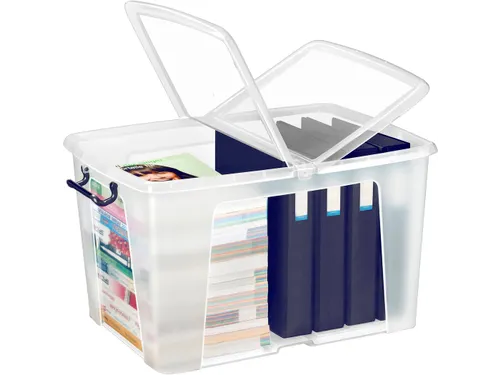 Opbergbox Transparant 65 Liter Met Gespleten Deksel