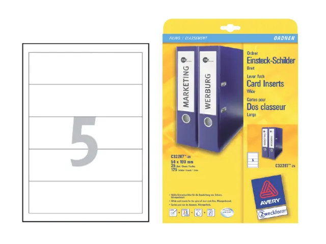 Etiquette dorsale Avery Large 54x190mm blanc