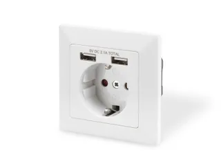 Veiligheidsstopcontact voor inbouwmontage met 2 USB-poorten - 1